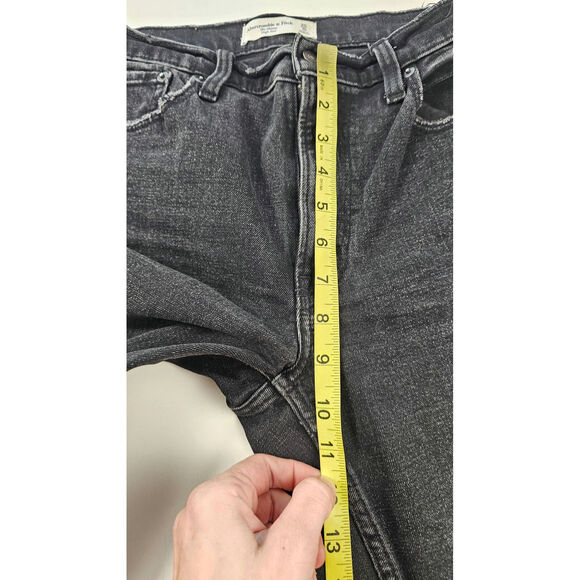 The skinny high rise RAW HEM CUT OFF grunge emo black wash jeans 90s 0 SHORT 25 - Picture 6 of 6